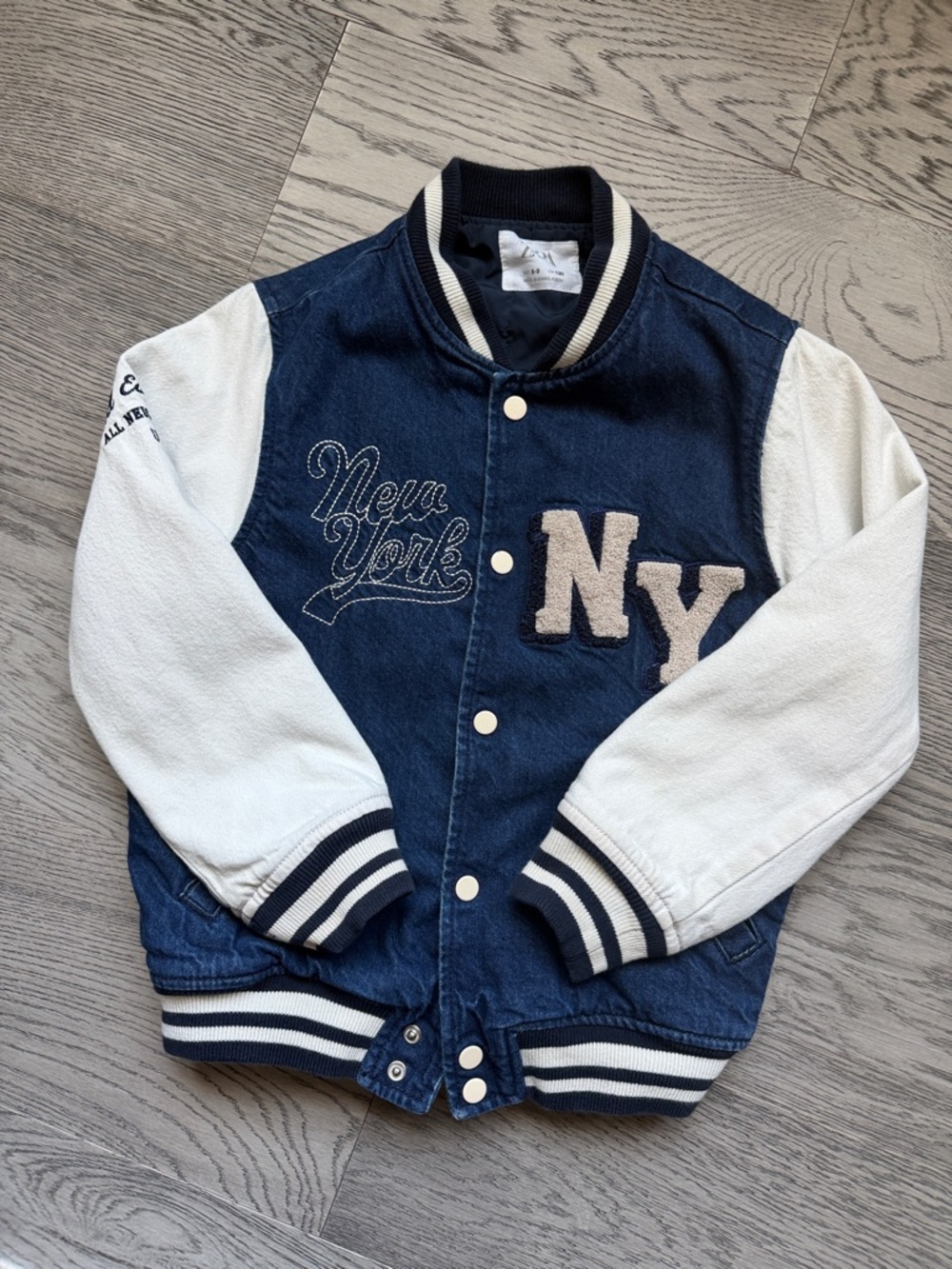 ZARA Varsity Denim Bomber Jacket